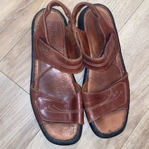 JOSEF SEIBEL Brown Leather Velcro Sandals 40/9